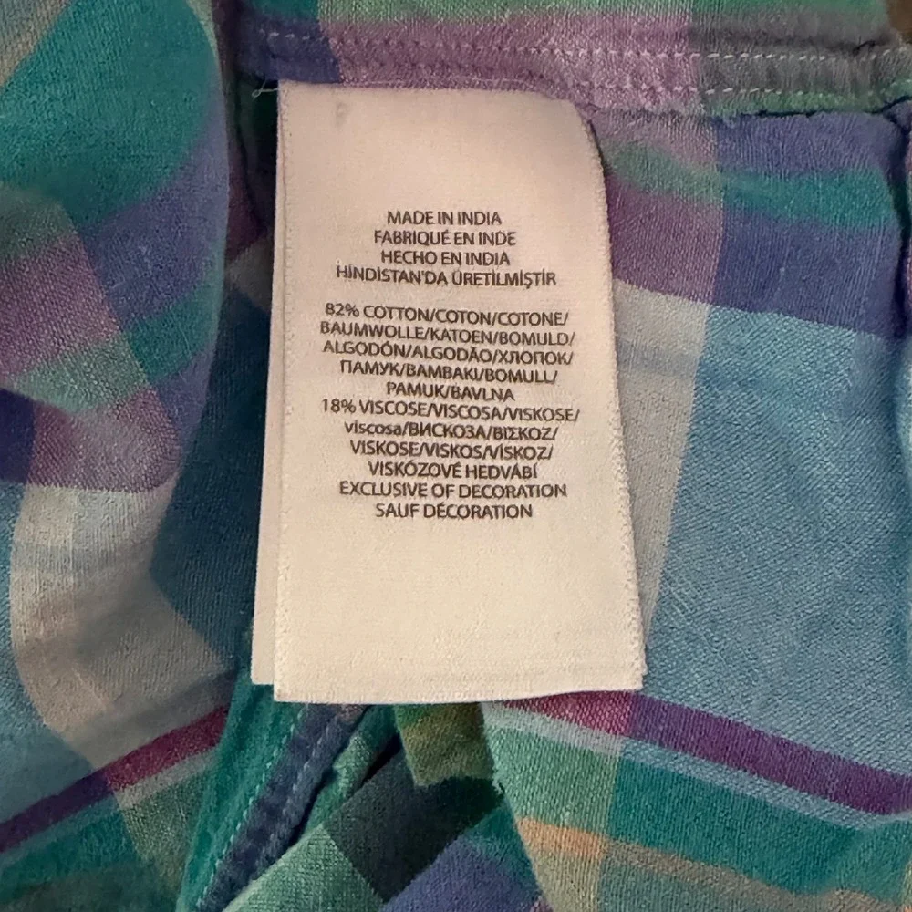 Ralph Lauren Shirt Men XXL Green Plaid Madras Cotton Viscose Short Sleeve Preppy